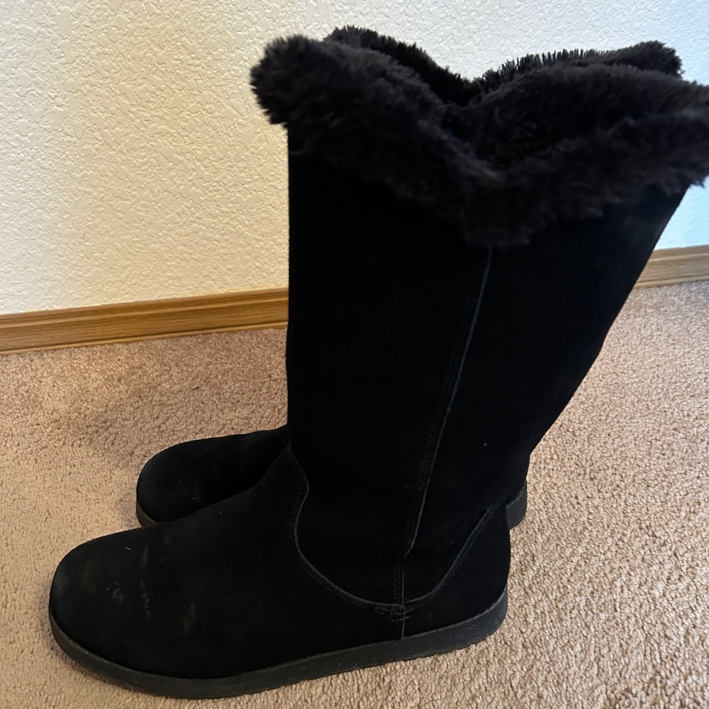 Black faux fur-lined boots from Target!